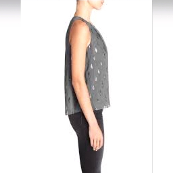 Joie Kastra Granite Diamond Print Flowy Tank Top Blouse Gray Metallic - Picture 2 of 11